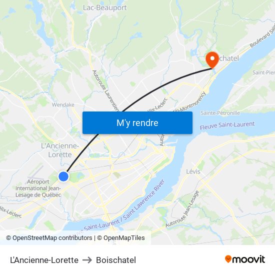 L'Ancienne-Lorette to Boischatel map