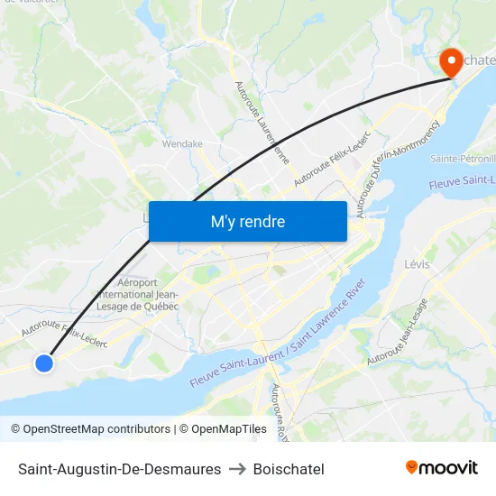 Saint-Augustin-De-Desmaures to Boischatel map