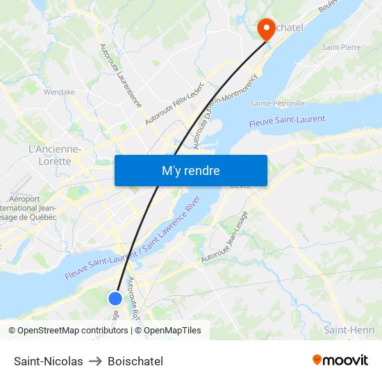 Saint-Nicolas to Boischatel map