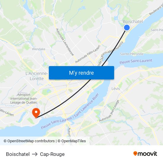 Boischatel to Cap-Rouge map