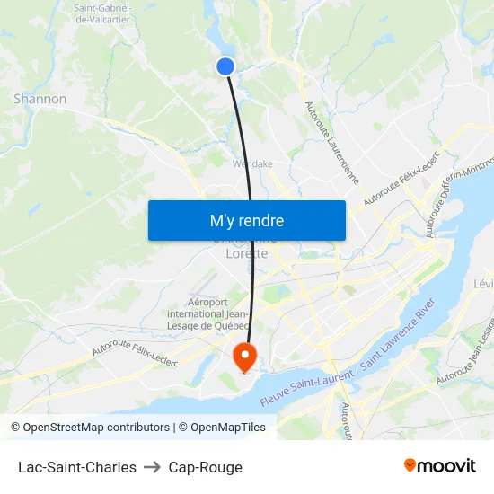 Lac-Saint-Charles to Cap-Rouge map