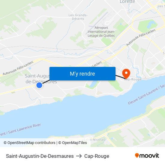 Saint-Augustin-De-Desmaures to Cap-Rouge map