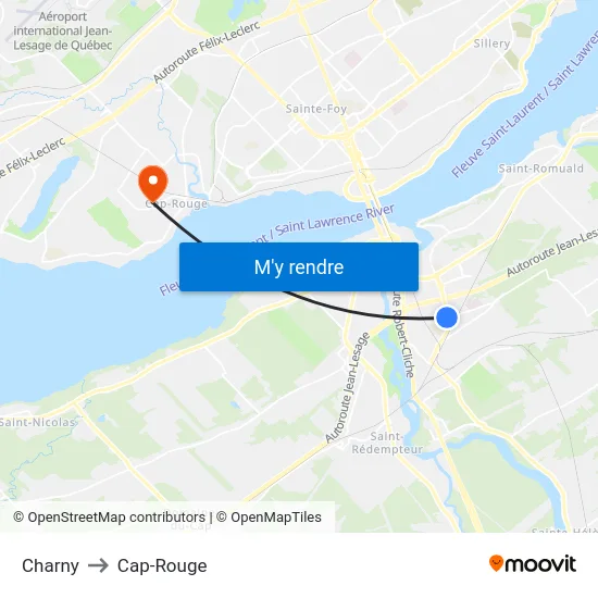 Charny to Cap-Rouge map