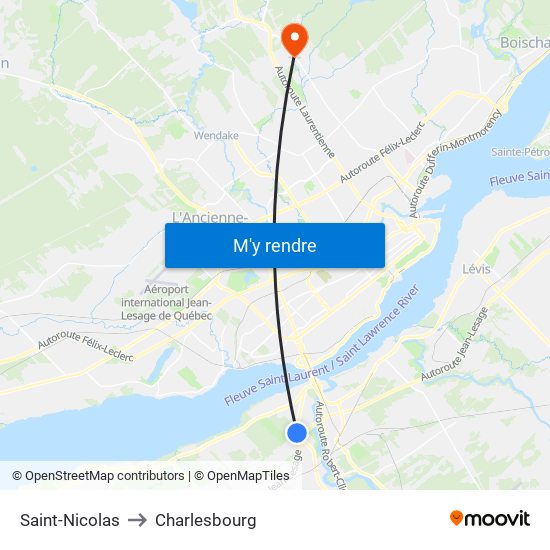 Saint-Nicolas to Charlesbourg map