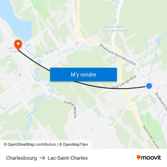 Charlesbourg to Lac-Saint-Charles map
