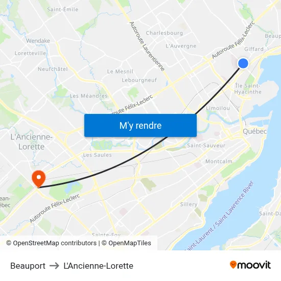 Beauport to L'Ancienne-Lorette map