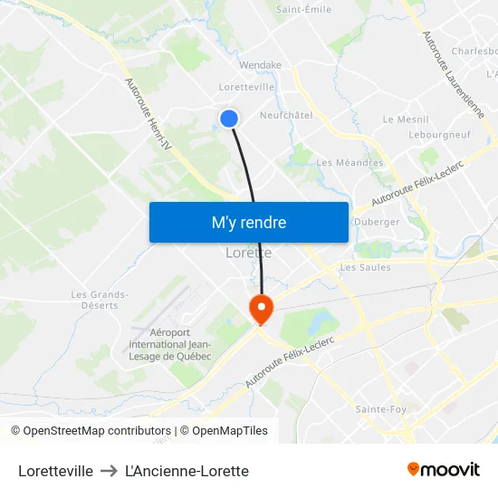 Loretteville to L'Ancienne-Lorette map