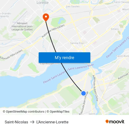 Saint-Nicolas to L'Ancienne-Lorette map