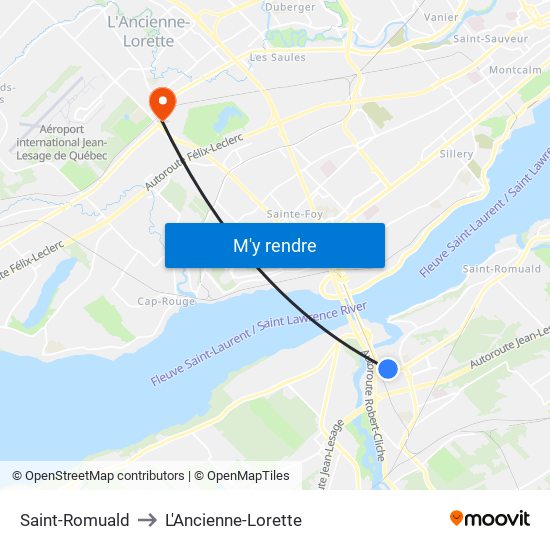 Saint-Romuald to L'Ancienne-Lorette map