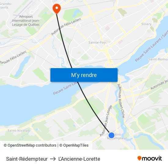 Saint-Rédempteur to L'Ancienne-Lorette map