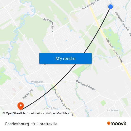 Charlesbourg to Loretteville map