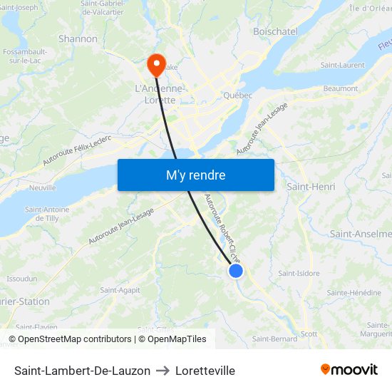 Saint-Lambert-De-Lauzon to Loretteville map