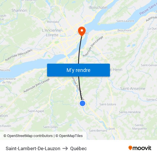 Saint-Lambert-De-Lauzon to Québec map