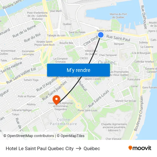 Hotel Le Saint Paul Quebec City to Québec map
