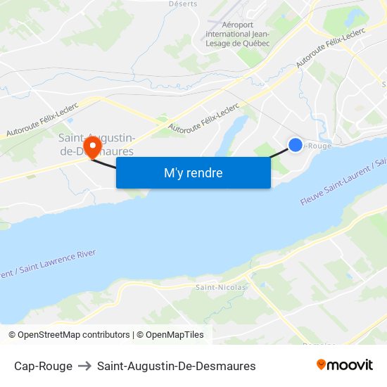 Cap-Rouge to Saint-Augustin-De-Desmaures map