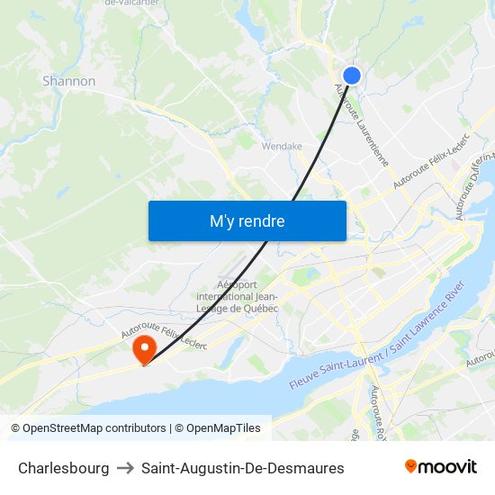 Charlesbourg to Saint-Augustin-De-Desmaures map