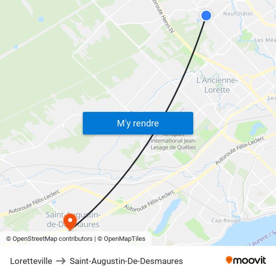 Loretteville to Saint-Augustin-De-Desmaures map