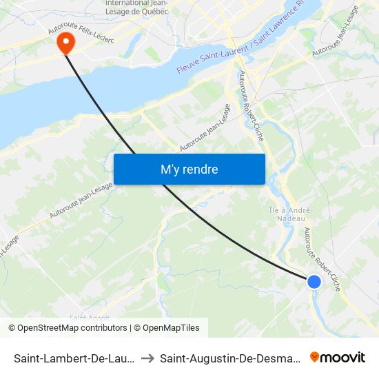 Saint-Lambert-De-Lauzon to Saint-Augustin-De-Desmaures map