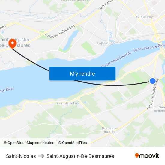 Saint-Nicolas to Saint-Augustin-De-Desmaures map