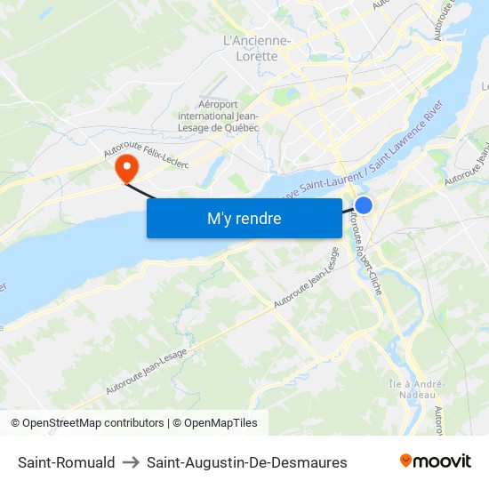 Saint-Romuald to Saint-Augustin-De-Desmaures map