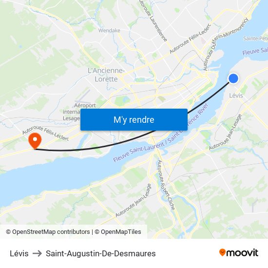 Lévis to Saint-Augustin-De-Desmaures map