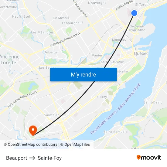 Beauport to Sainte-Foy map