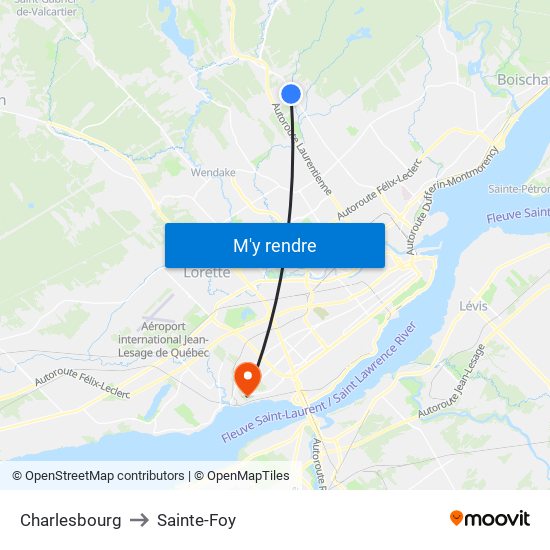 Charlesbourg to Sainte-Foy map