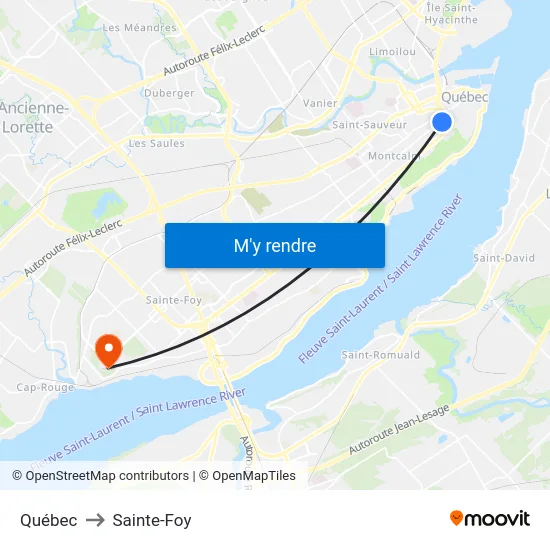 Québec to Sainte-Foy map