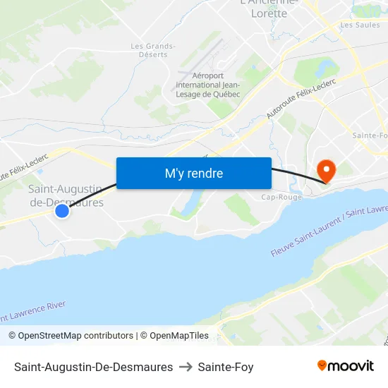 Saint-Augustin-De-Desmaures to Sainte-Foy map
