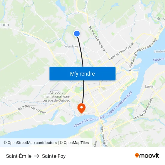 Saint-Émile to Sainte-Foy map