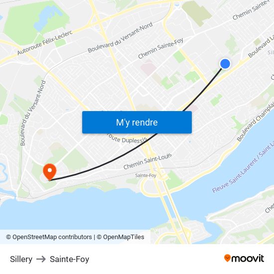 Sillery to Sainte-Foy map