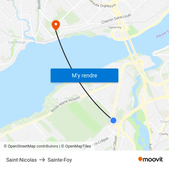 Saint-Nicolas to Sainte-Foy map
