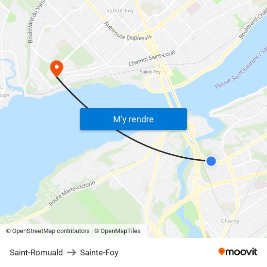 Saint-Romuald to Sainte-Foy map