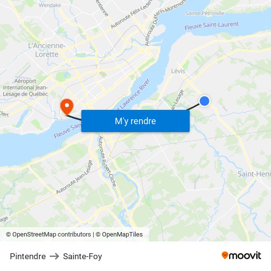 Pintendre to Sainte-Foy map