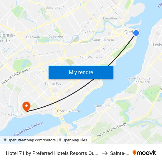 Hotel 71 by Preferred Hotels Resorts Quebec City to Sainte-Foy map