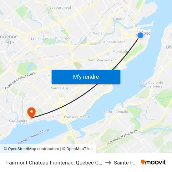 Fairmont Chateau Frontenac, Quebec City to Sainte-Foy map