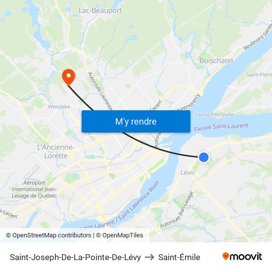 Saint-Joseph-De-La-Pointe-De-Lévy to Saint-Émile map