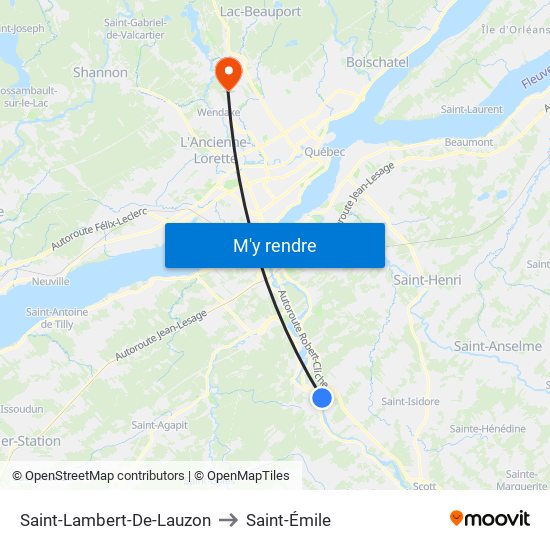 Saint-Lambert-De-Lauzon to Saint-Émile map