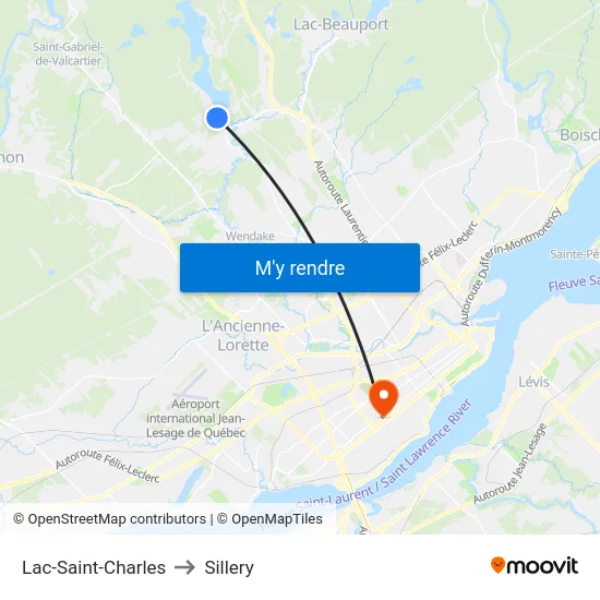 Lac-Saint-Charles to Sillery map