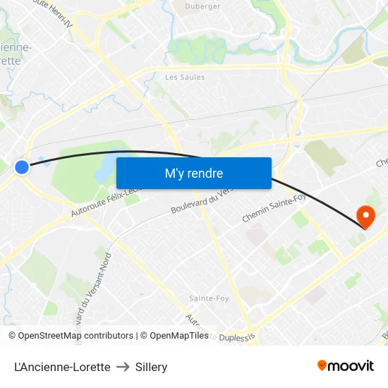 L'Ancienne-Lorette to Sillery map