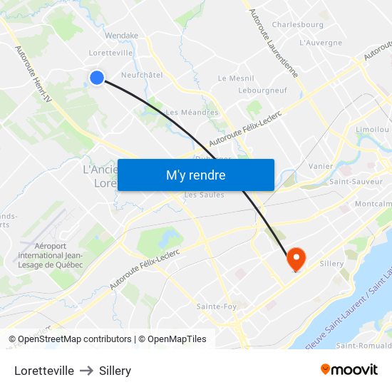 Loretteville to Sillery map