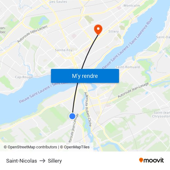 Saint-Nicolas to Sillery map