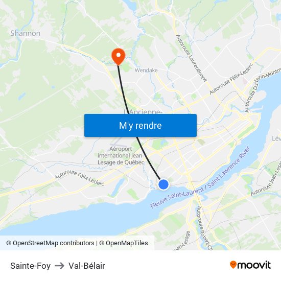 Sainte-Foy to Val-Bélair map