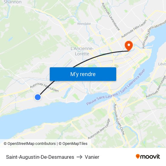 Saint-Augustin-De-Desmaures to Vanier map