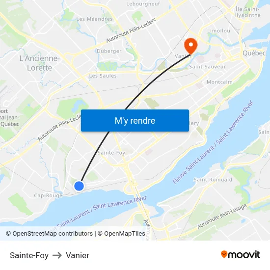 Sainte-Foy to Vanier map