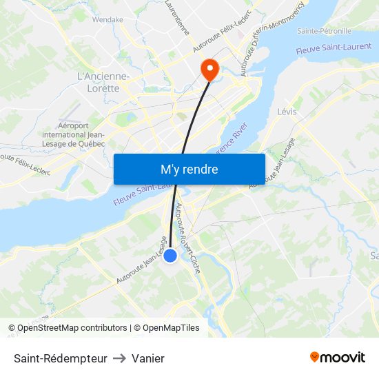 Saint-Rédempteur to Vanier map