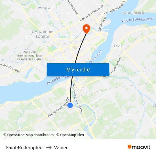 Saint-Rédempteur to Vanier map