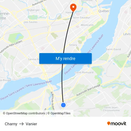 Charny to Vanier map