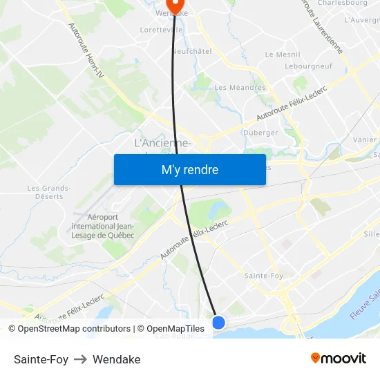 Sainte-Foy to Wendake map