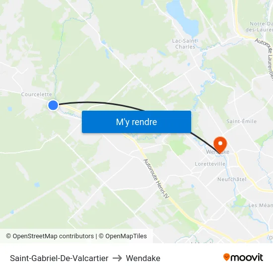 Saint-Gabriel-De-Valcartier to Wendake map